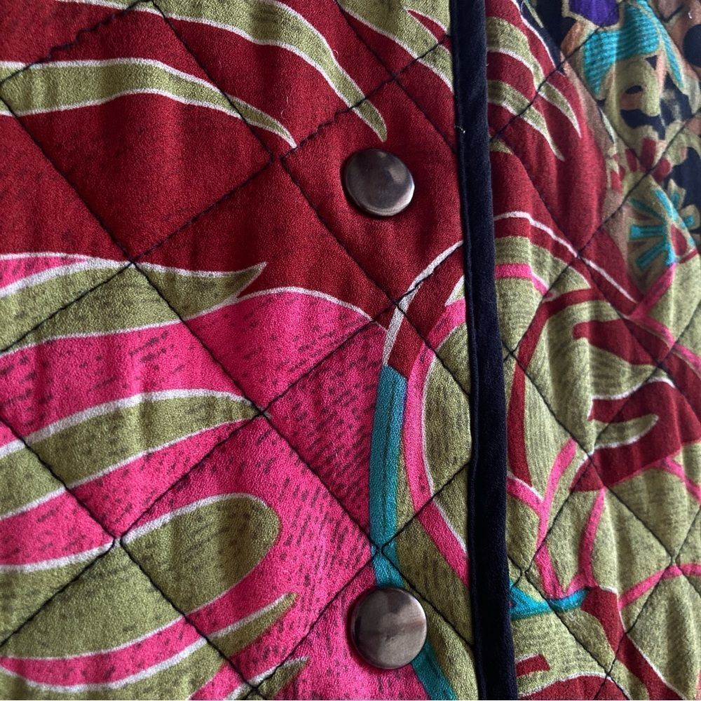 Harari 100% Silk Quilted Jacket Small Asian Inspired Bohemian Art To Wear Artsy - Picture 11 of 11